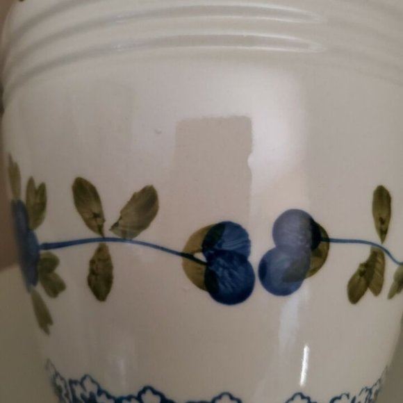 TABLETOPS Gallery Nicolette White Blue Floral Ceramic 9” PITCHER Berries on Vine - Picture 9 of 10